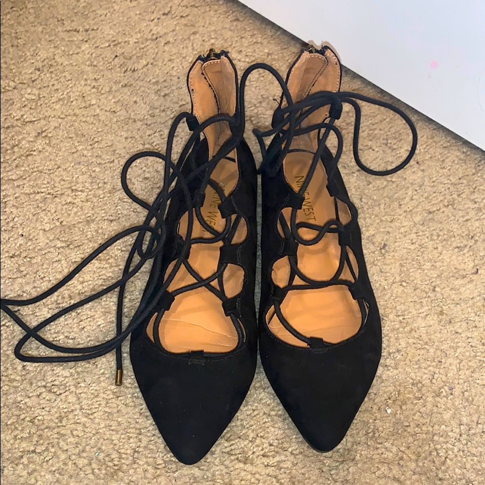 COPY - Nine West lace up pointed toe ballet flats